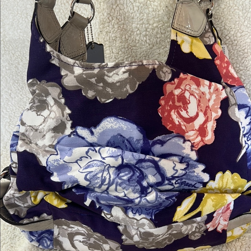 Coach Blue and Yellow Shoulder Bag with Floral Design - Picture 4 of 4